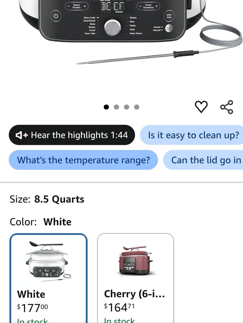 Ninja Foodi Pro Plus 8.5 Quart Multi-Cooker in White - Picture 2 of 2